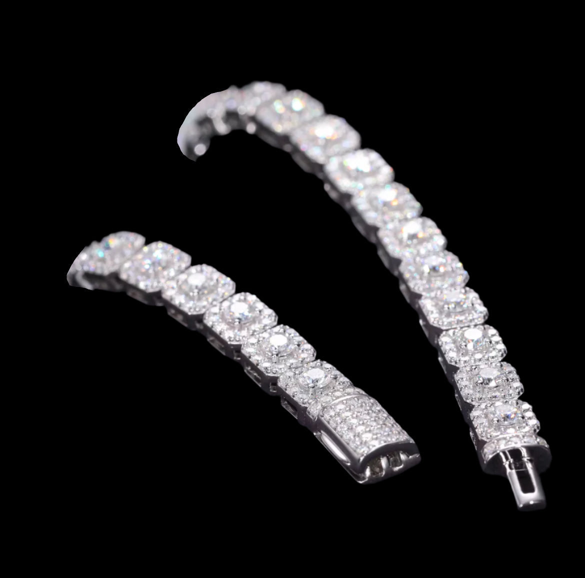Bracelet Tennis Halo En Moissanite - Solitaire