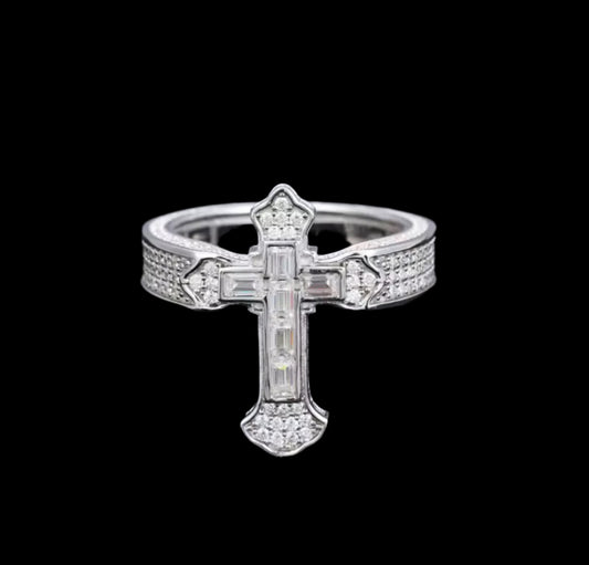 Bague Single Cross En Moissanite - Solitaire