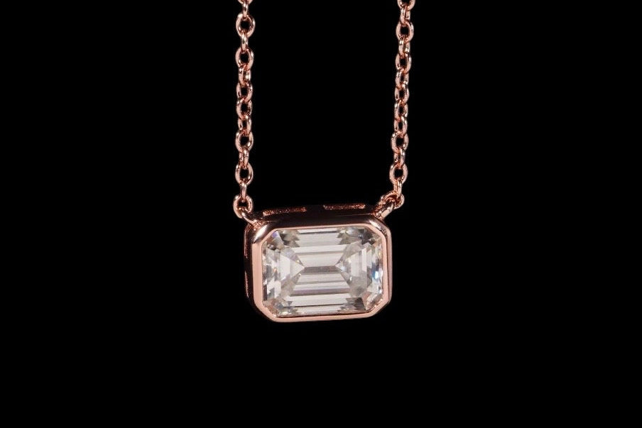 Chaîne Émeraude Solitaire En Moissanite - Solitaire