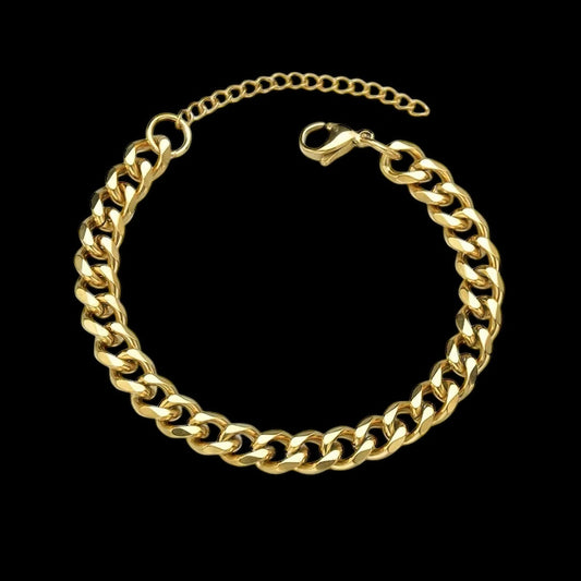 Bracelet Cuban acier inoxydable - Solitaire