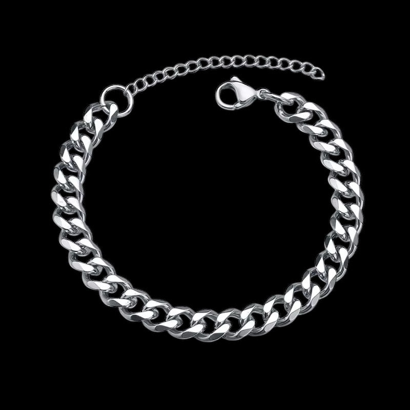 Bracelet Cuban acier inoxydable - Solitaire