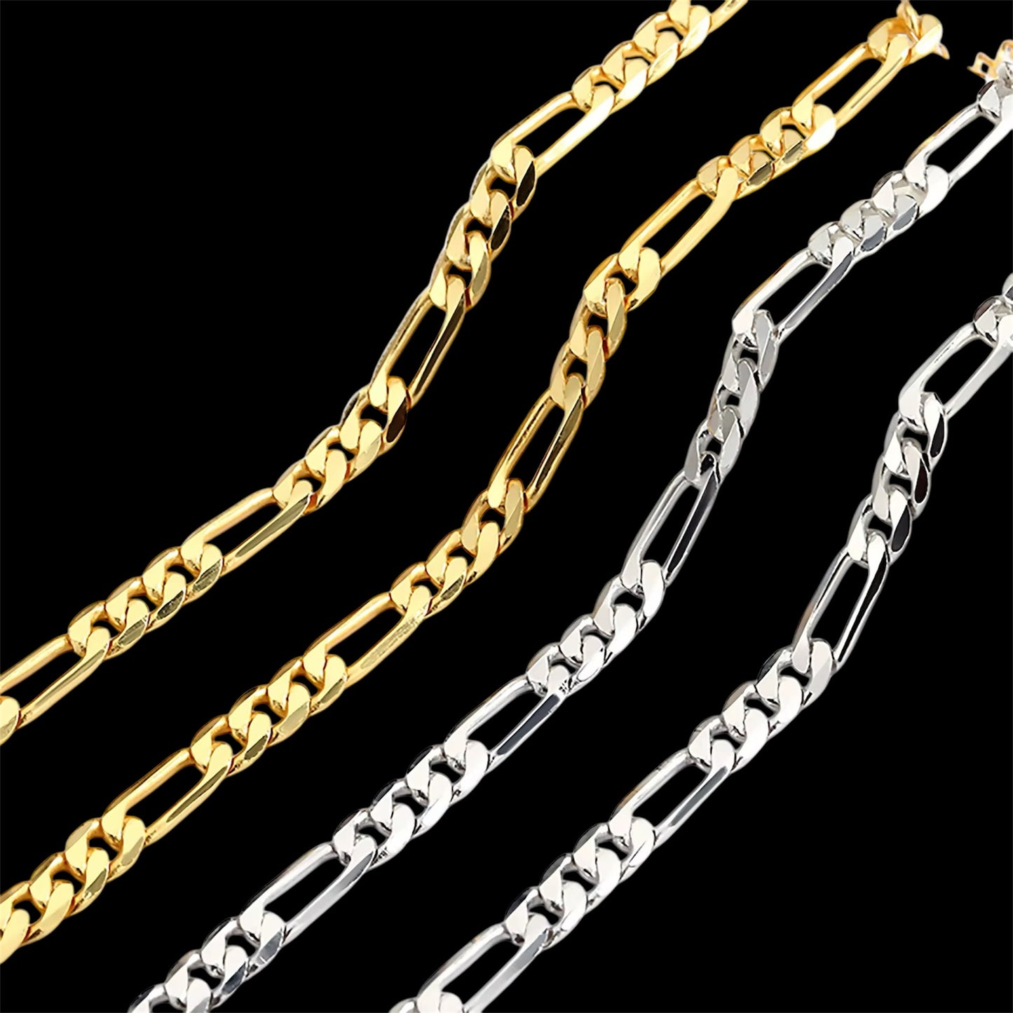 Chaîne figaro Pour hommes argent Italy 925 - Solitaire