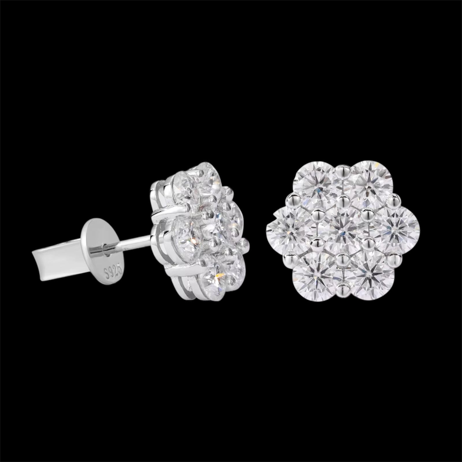 Boucles d’Oreilles Honeycomb En Moissanite - Solitaire