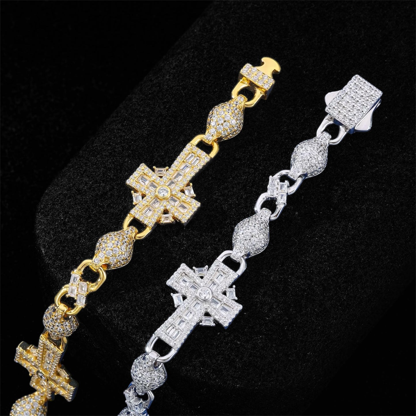 Bracelet Crossed Pearls En Moissanite - Solitaire