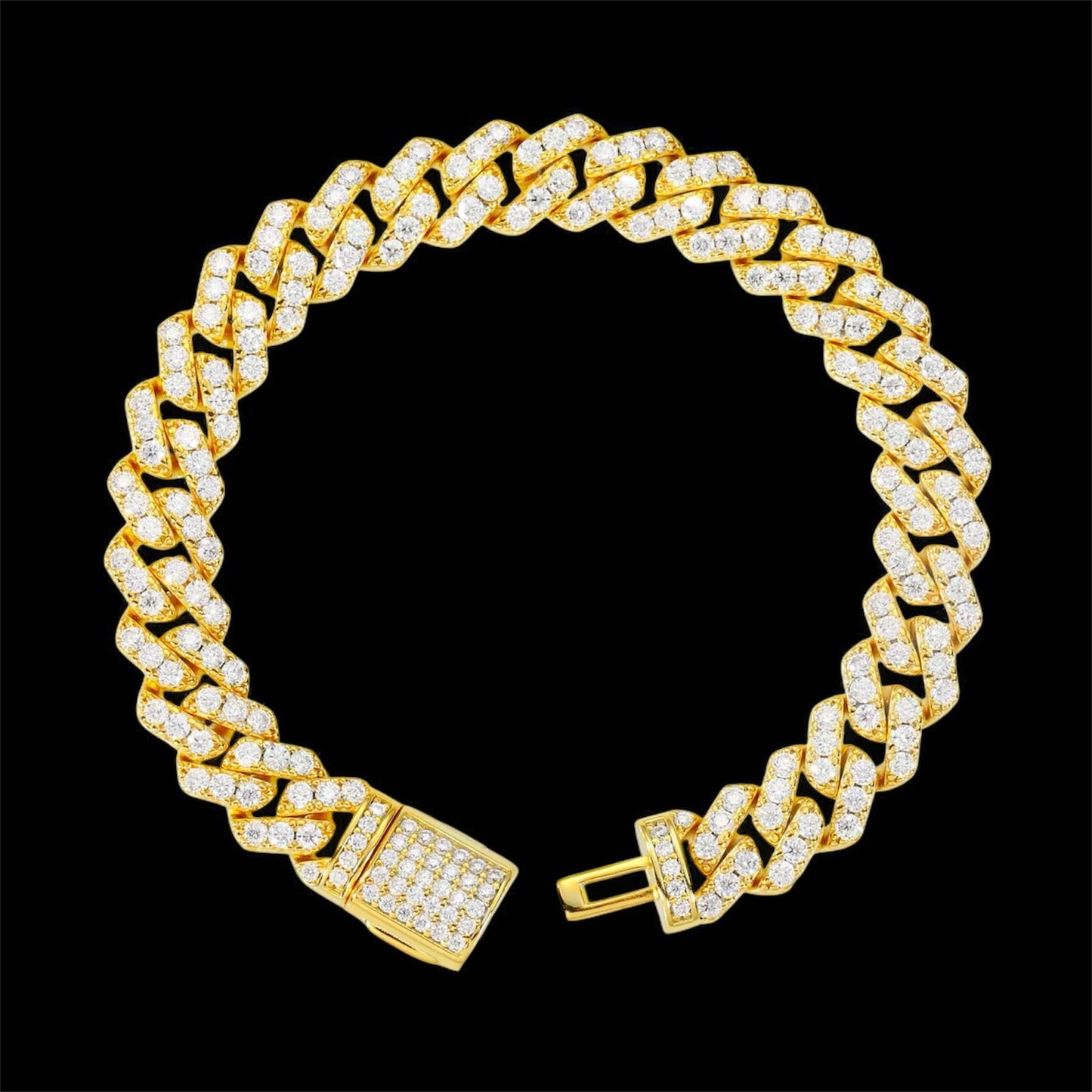 Bracelet Cuban Link En Moissanite - Solitaire
