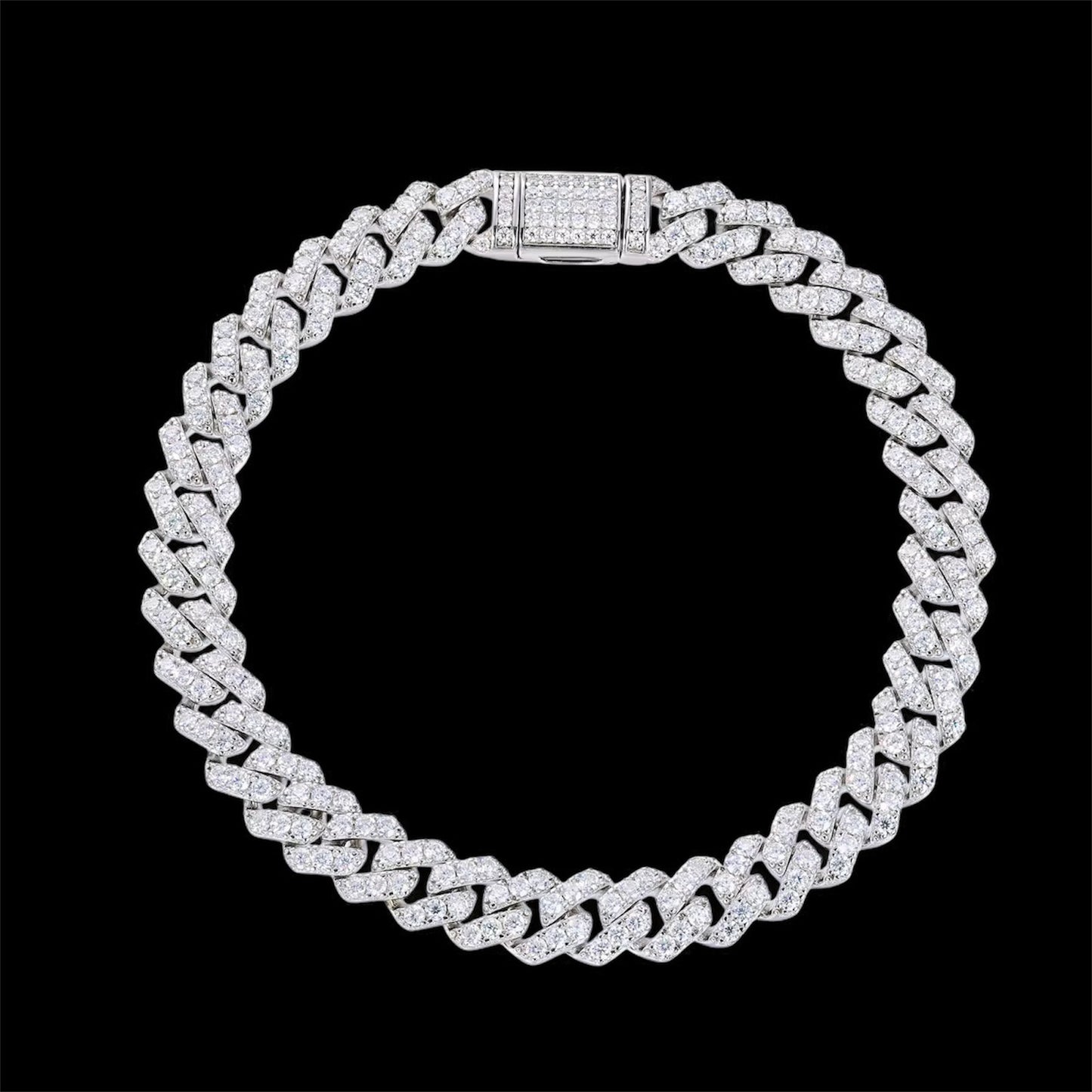 Bracelet Cuban Link En Moissanite - Solitaire