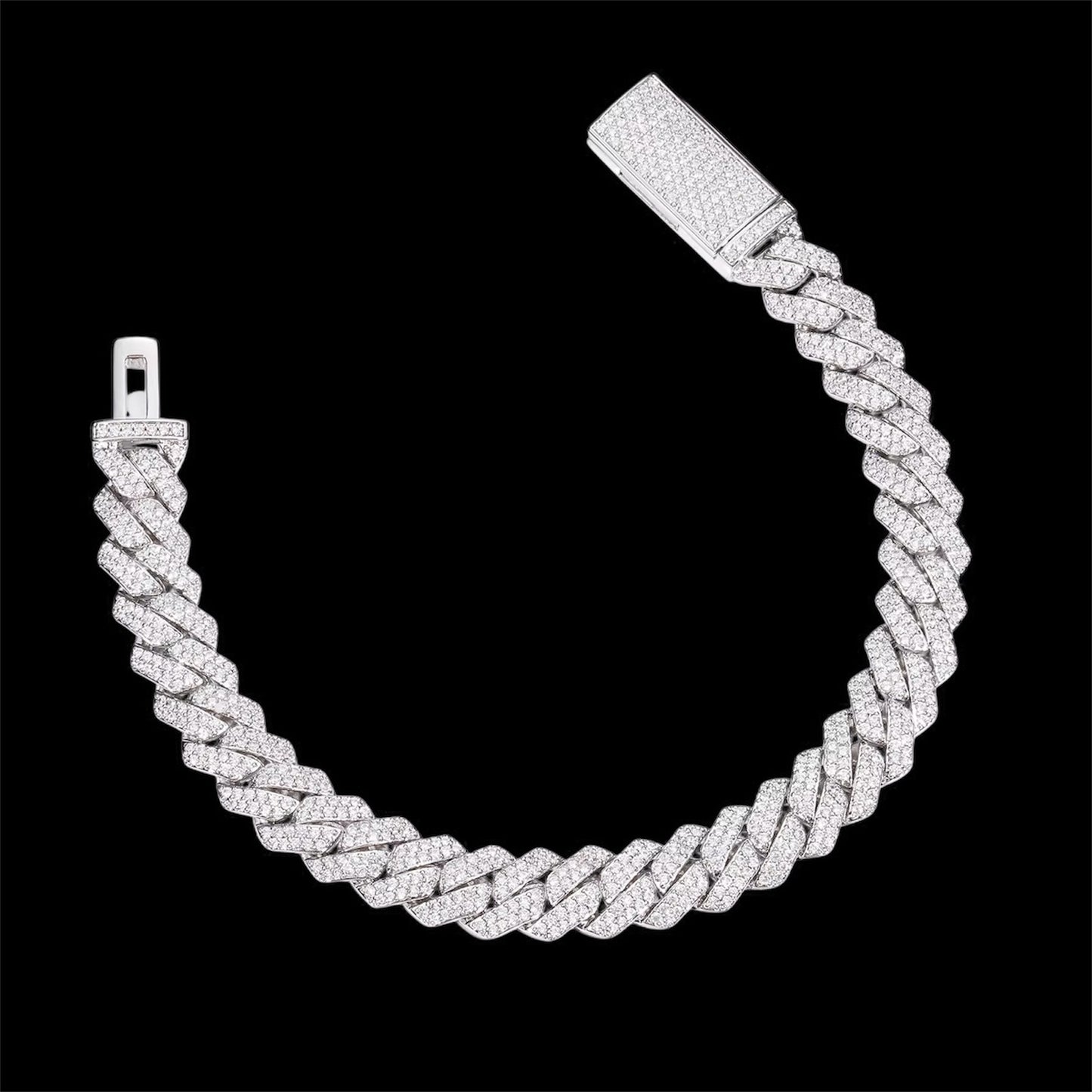 Bracelet Cuban Link En Moissanite - Solitaire