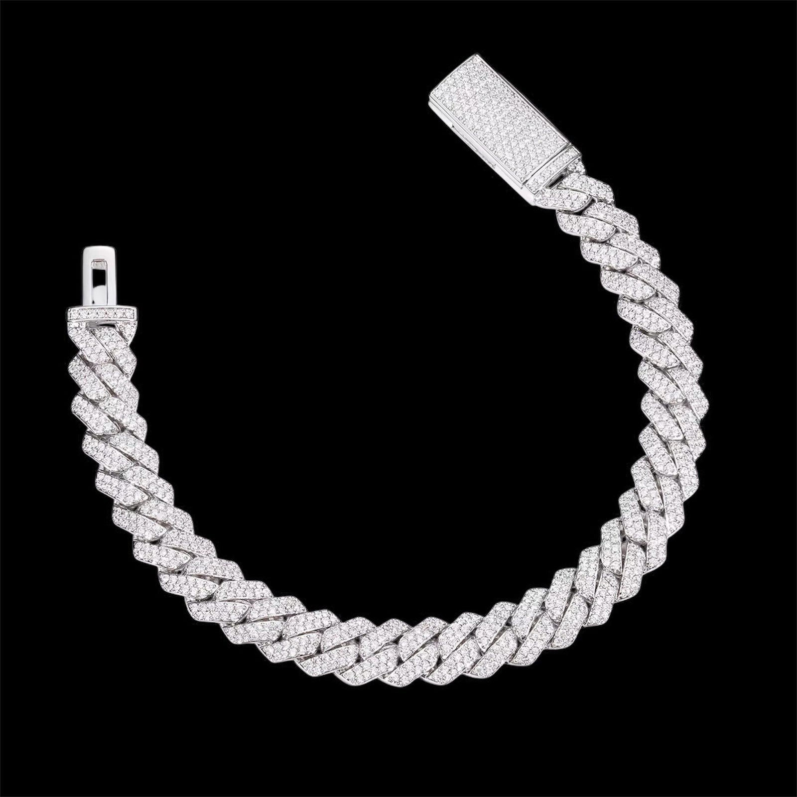 Bracelet Cuban Link En Moissanite - Solitaire