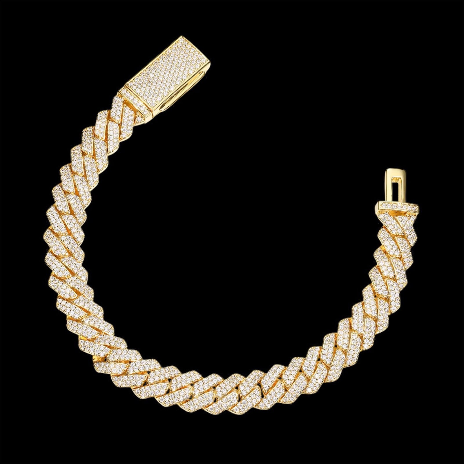 Bracelet Cuban Link En Moissanite - Solitaire