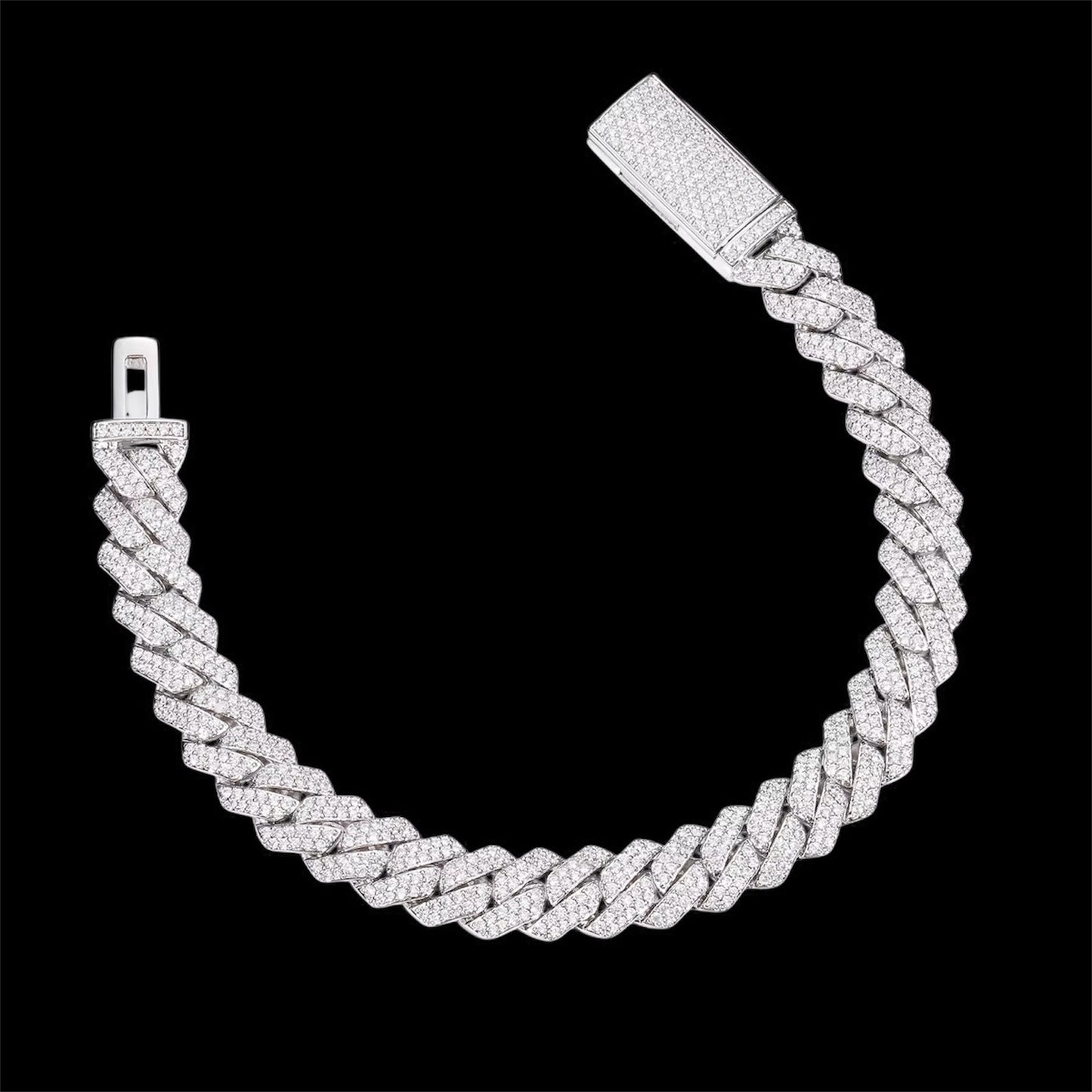 Bracelet Cuban Link En Moissanite - Solitaire