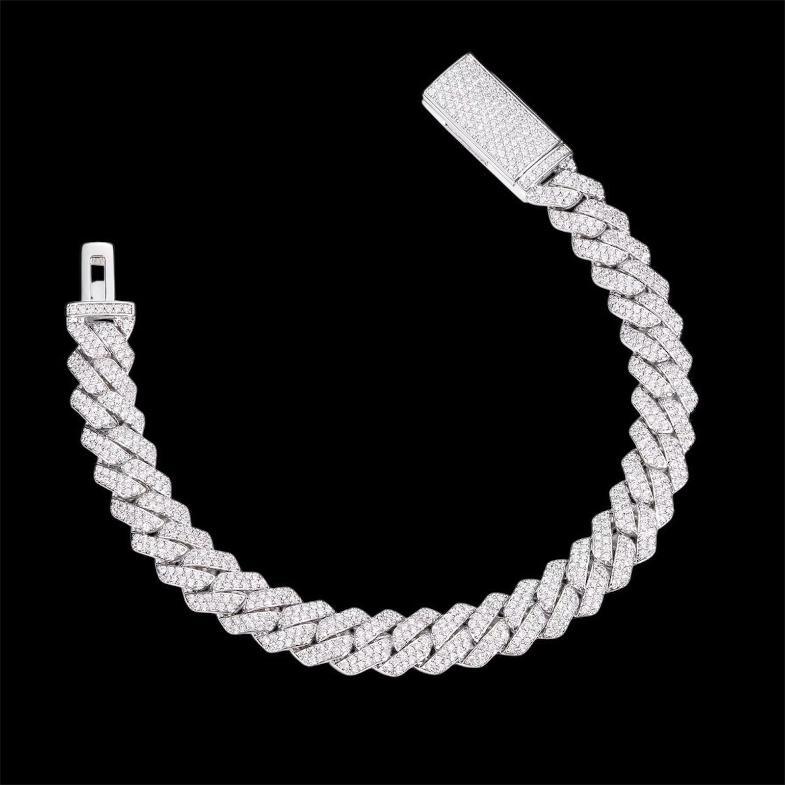 Bracelet Cuban Link En Moissanite - Solitaire