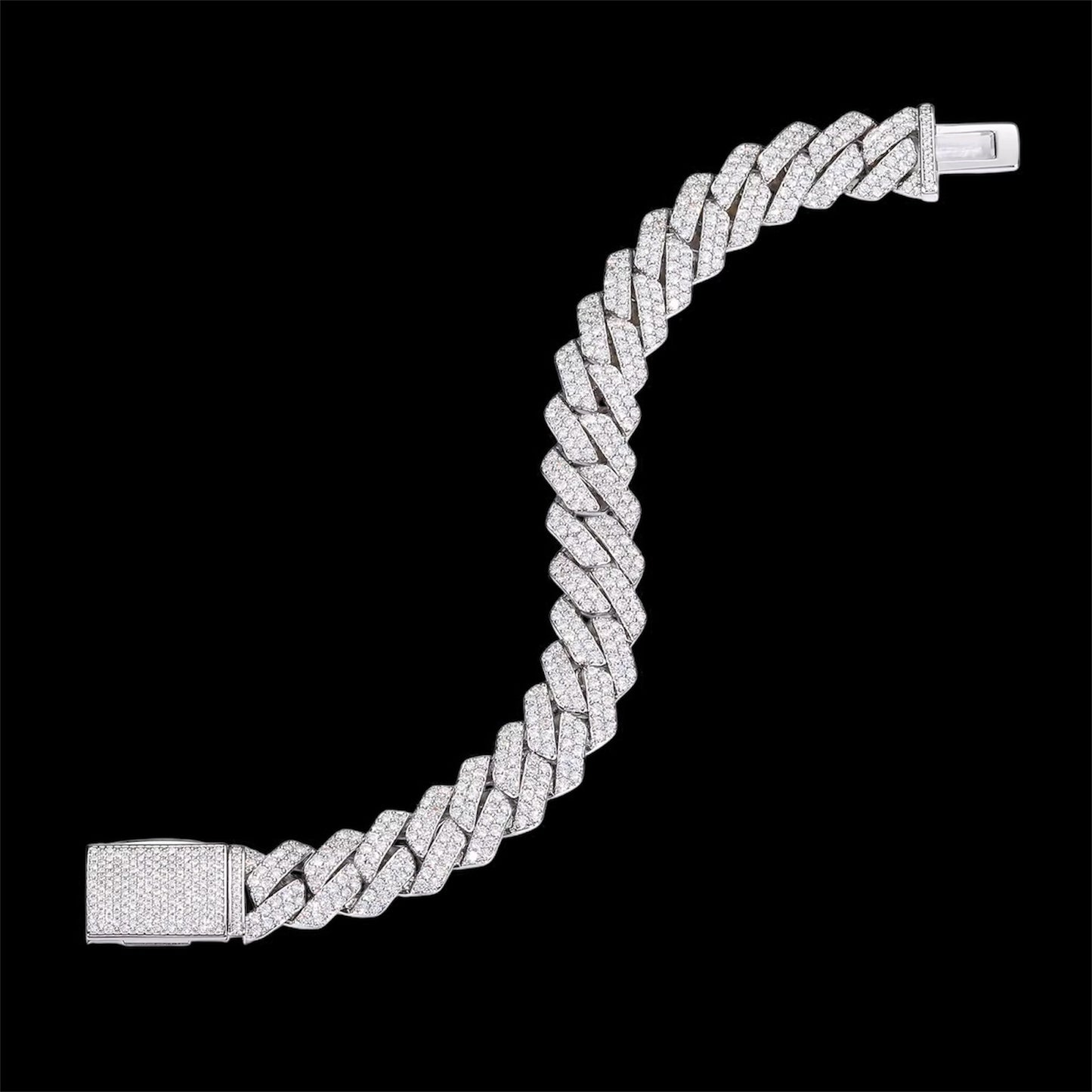 Bracelet Cuban Link En Moissanite - Solitaire