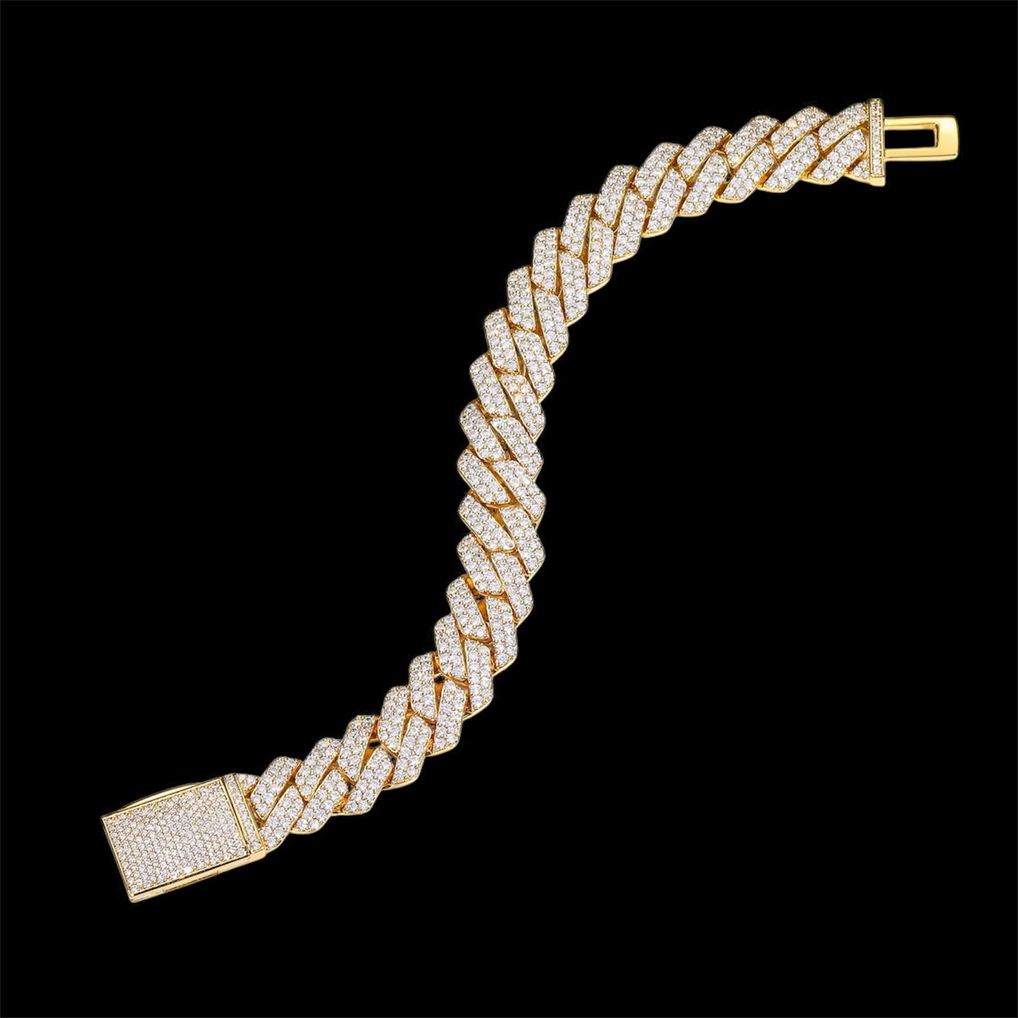 Bracelet Cuban Link En Moissanite - Solitaire