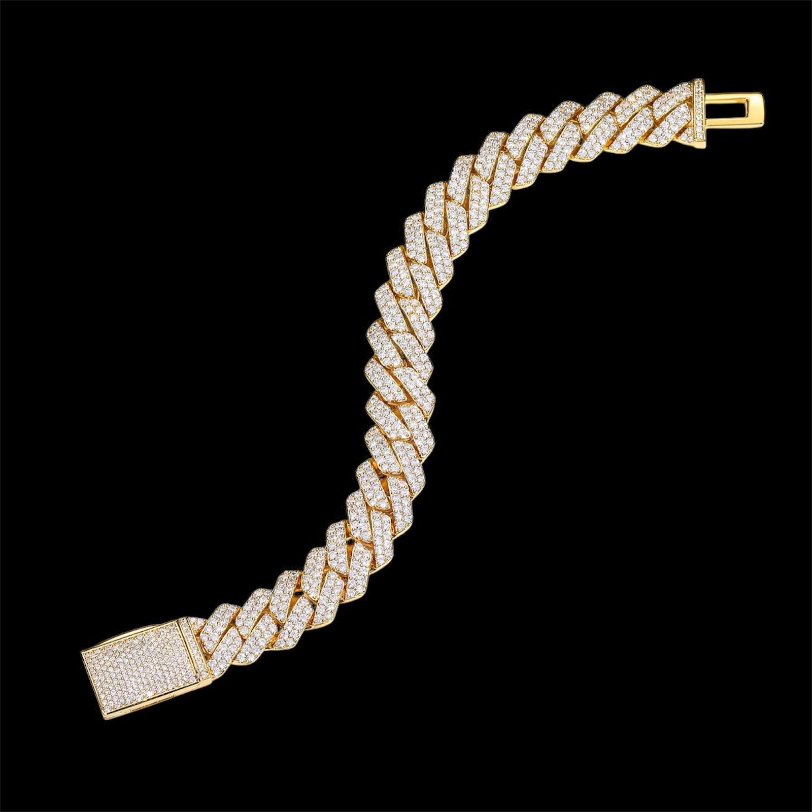 Bracelet Cuban Link En Moissanite - Solitaire