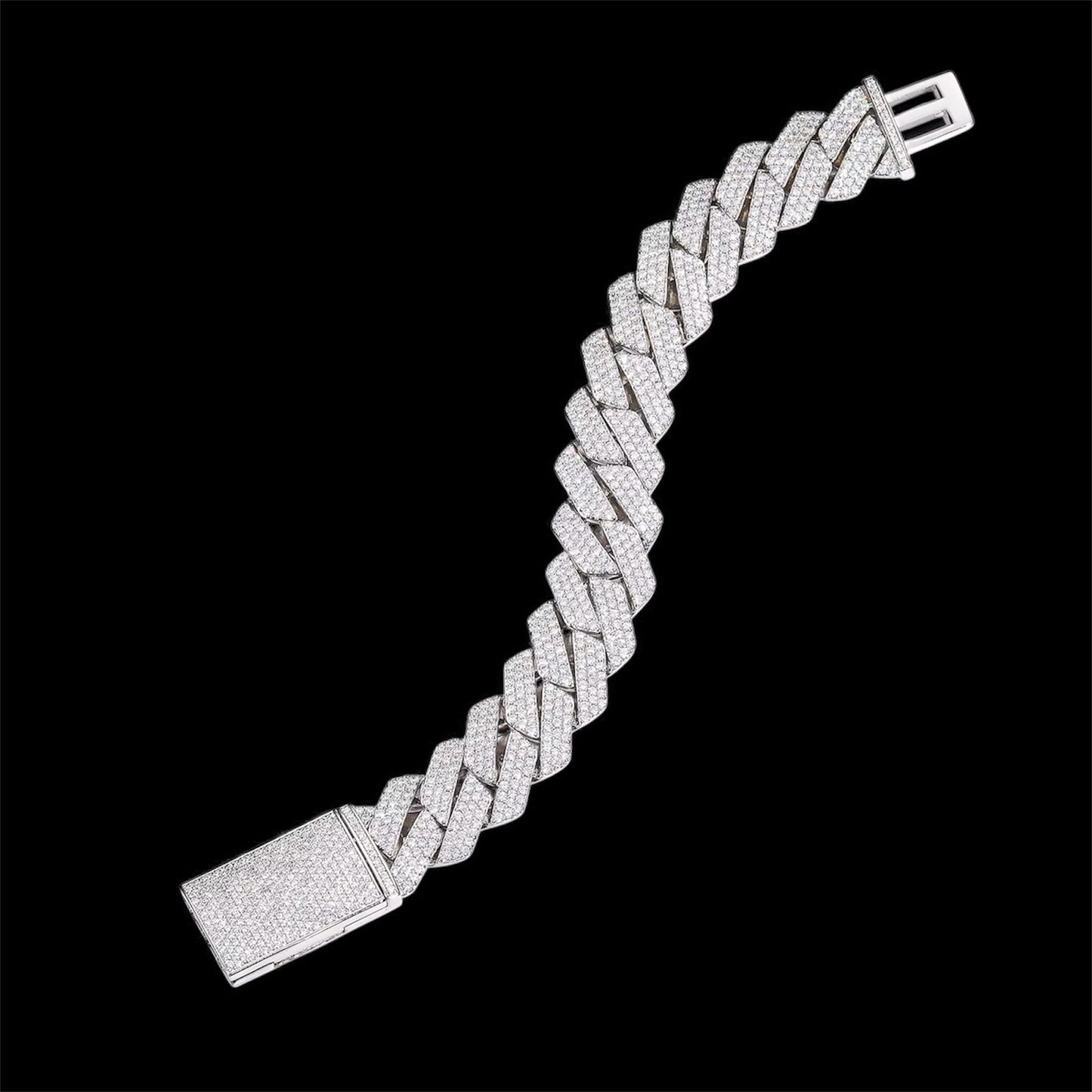 Bracelet Cuban Link En Moissanite - Solitaire