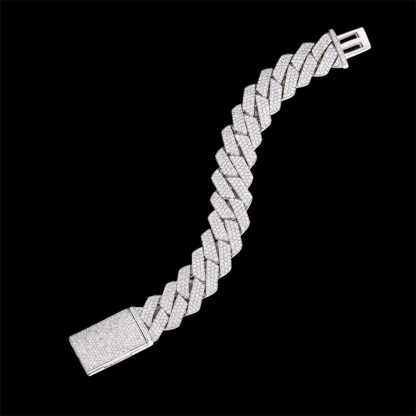 Bracelet Cuban Link En Moissanite - Solitaire