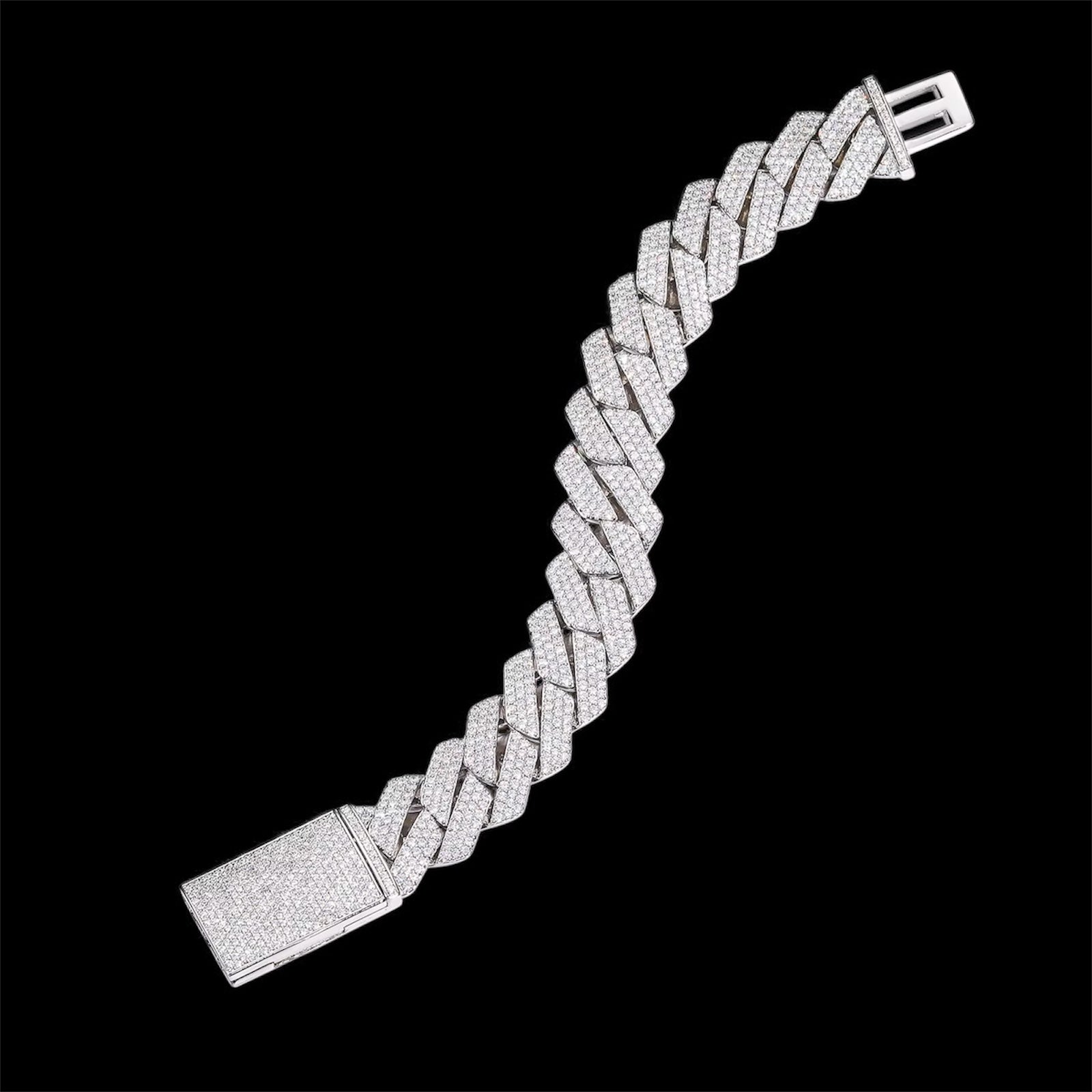 Bracelet Cuban Link En Moissanite - Solitaire