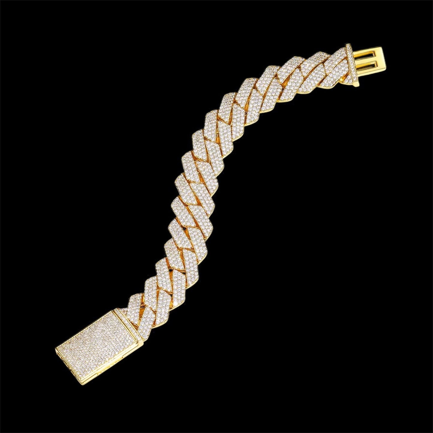 Bracelet Cuban Link En Moissanite - Solitaire