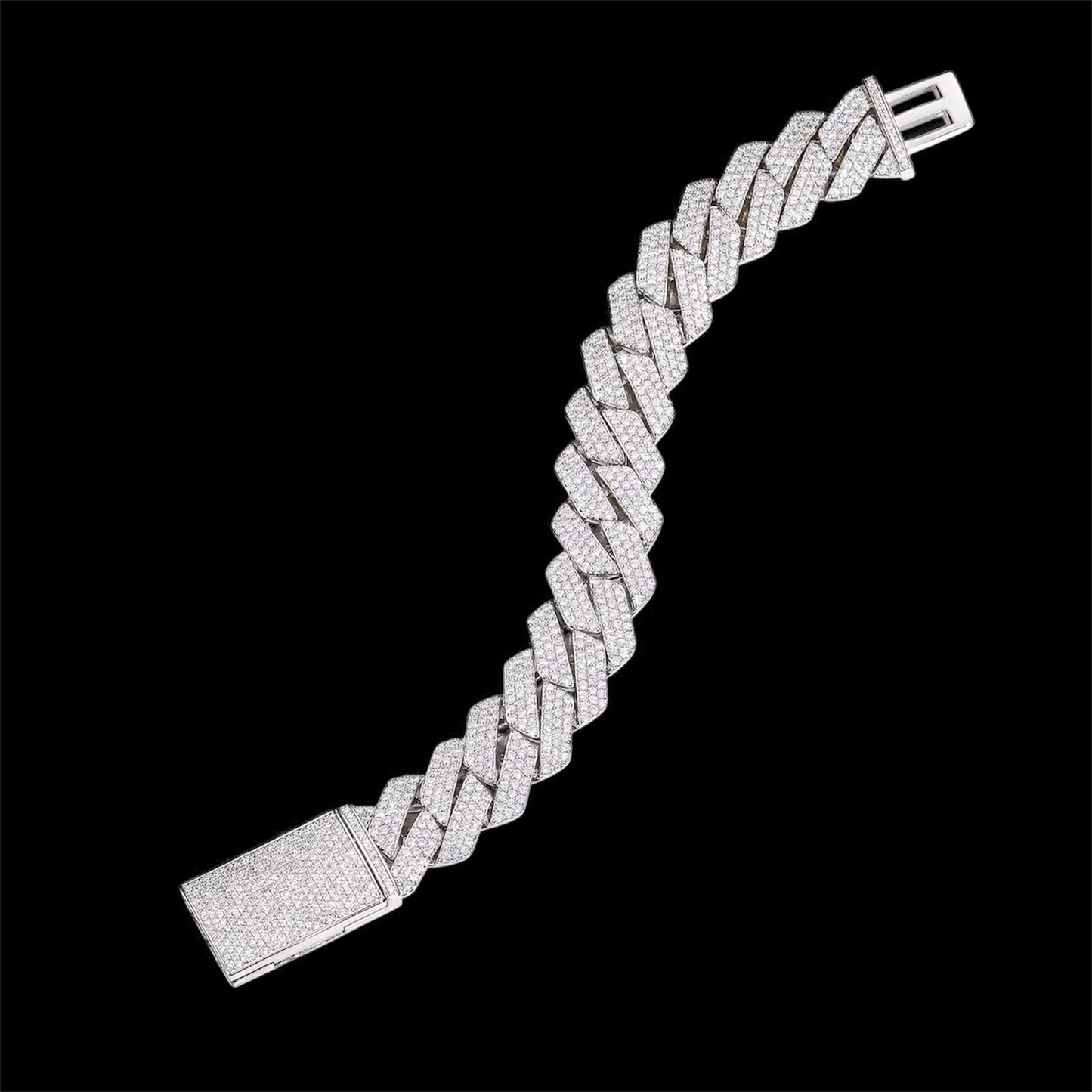 Bracelet Cuban Link En Moissanite - Solitaire