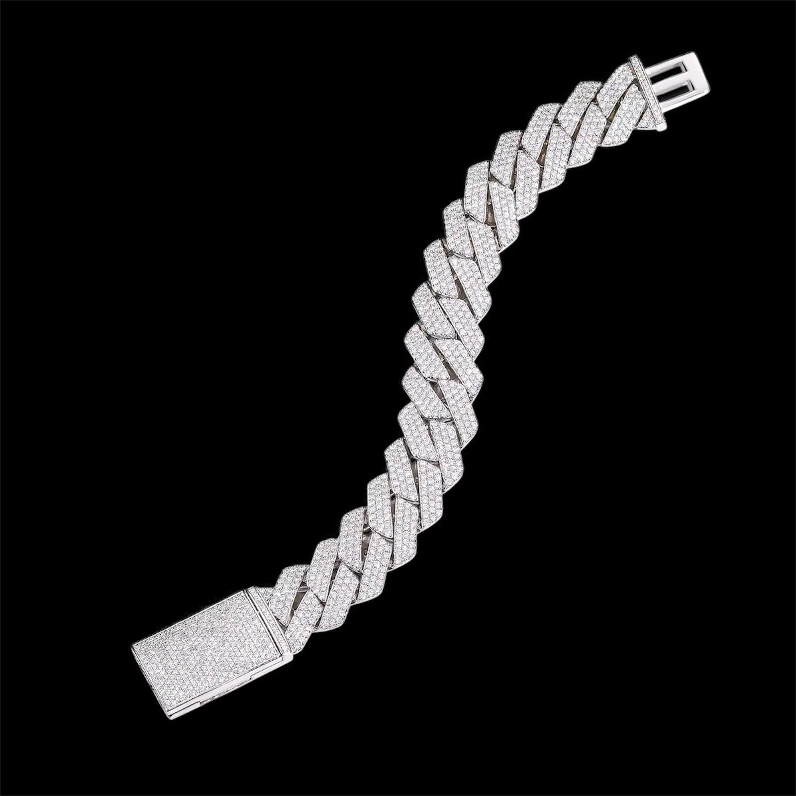 Bracelet Cuban Link En Moissanite - Solitaire