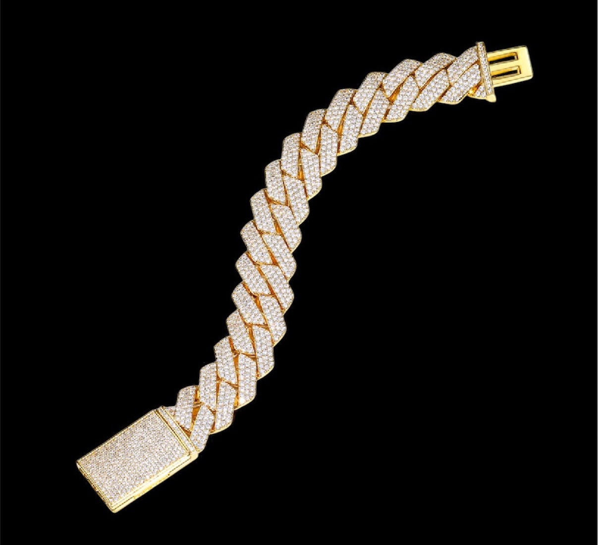 Bracelet Cuban Link En Moissanite - Solitaire