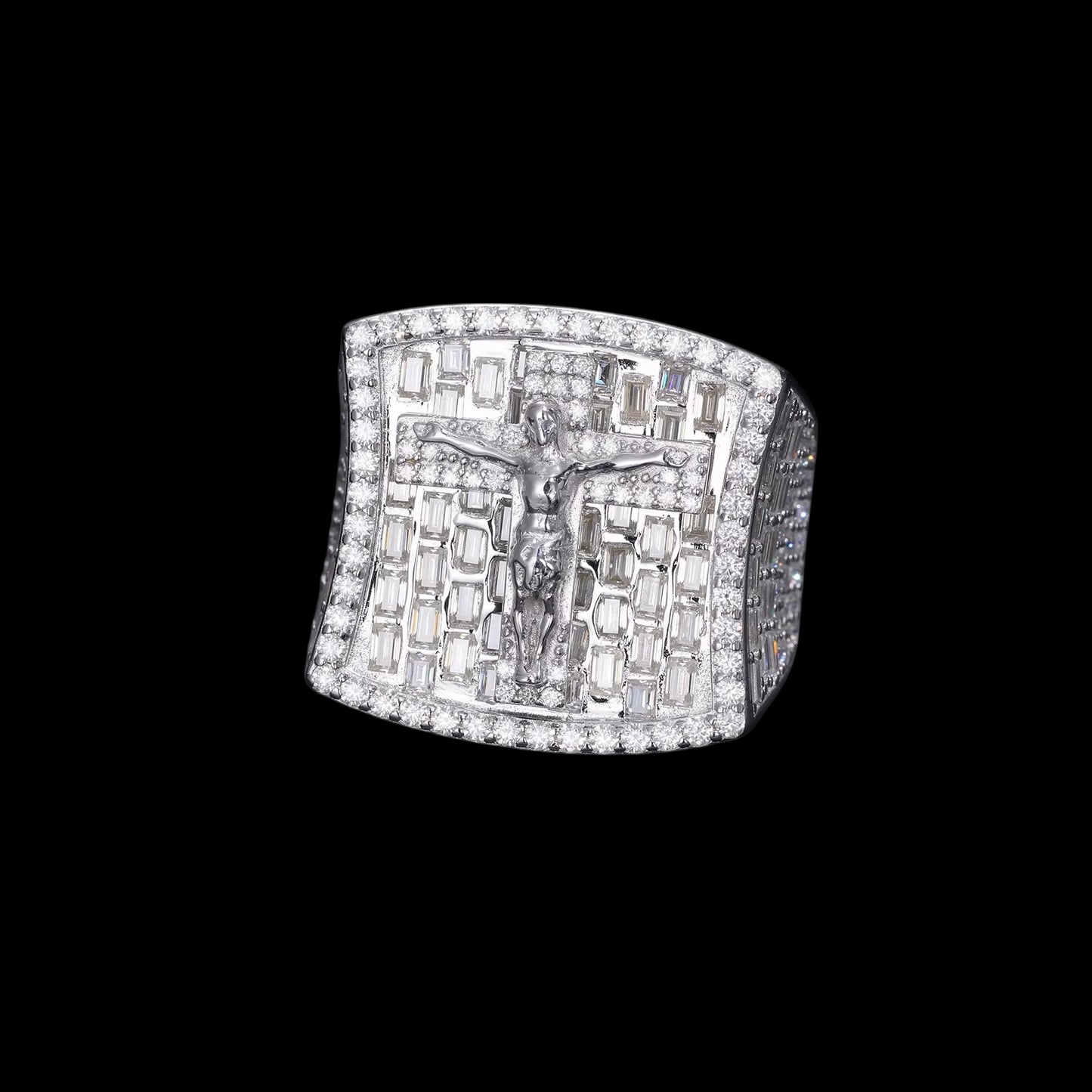 Bague Jésus Coupe Baguette En Moissanite - Solitaire