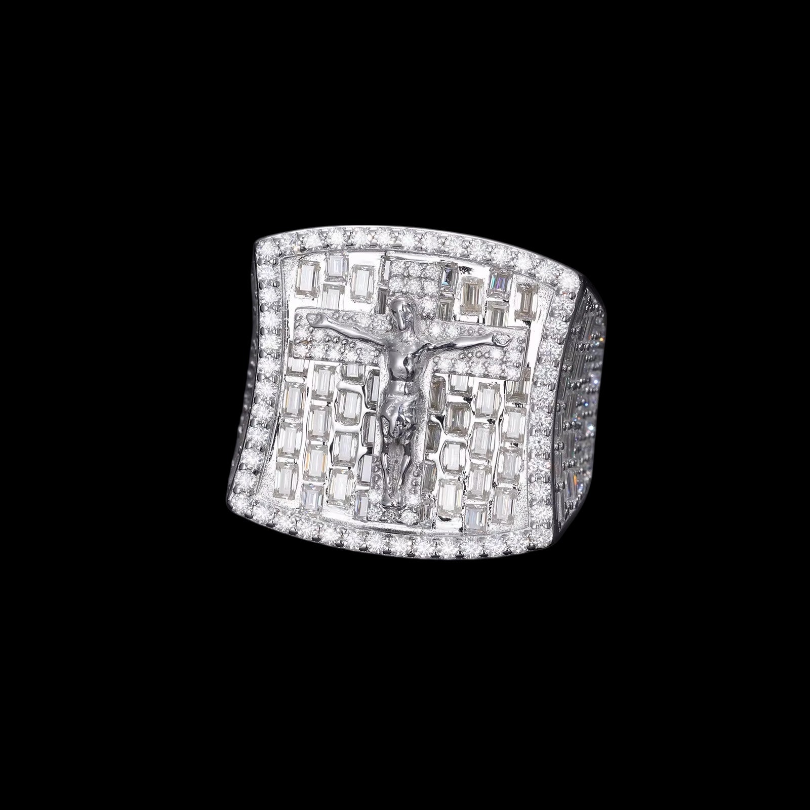 Bague Jésus Coupe Baguette En Moissanite - Solitaire