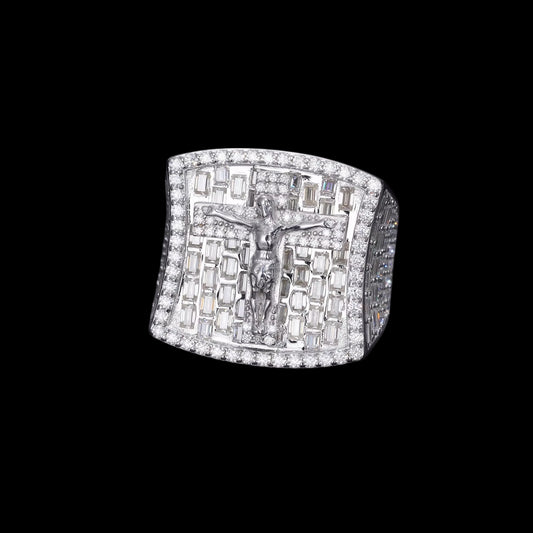 Bague Jésus Coupe Baguette En Moissanite - Solitaire