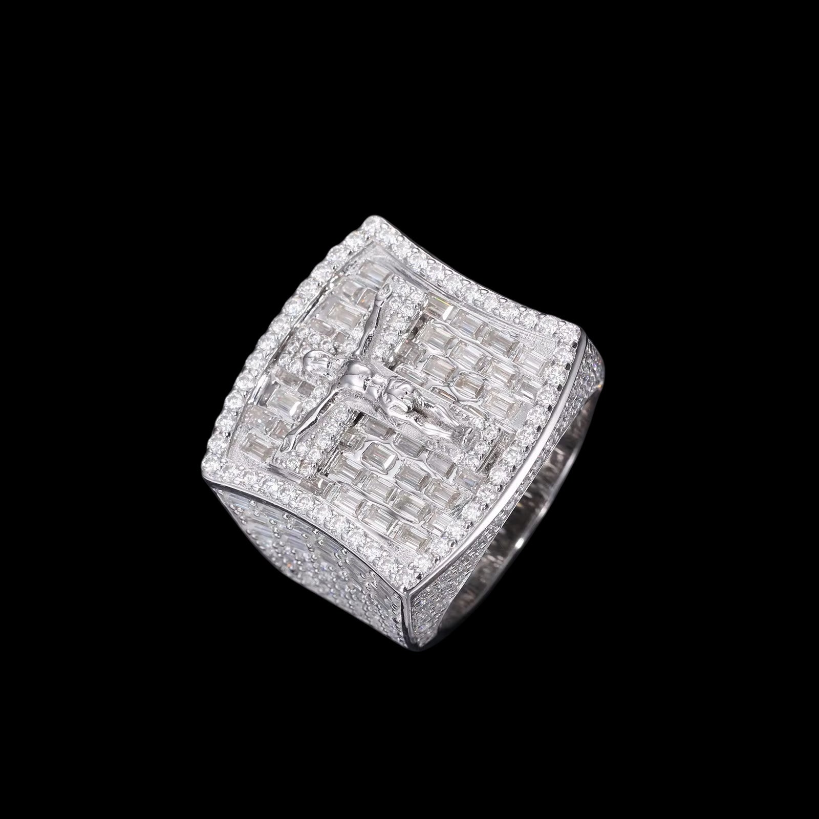 Bague Jésus Coupe Baguette En Moissanite - Solitaire