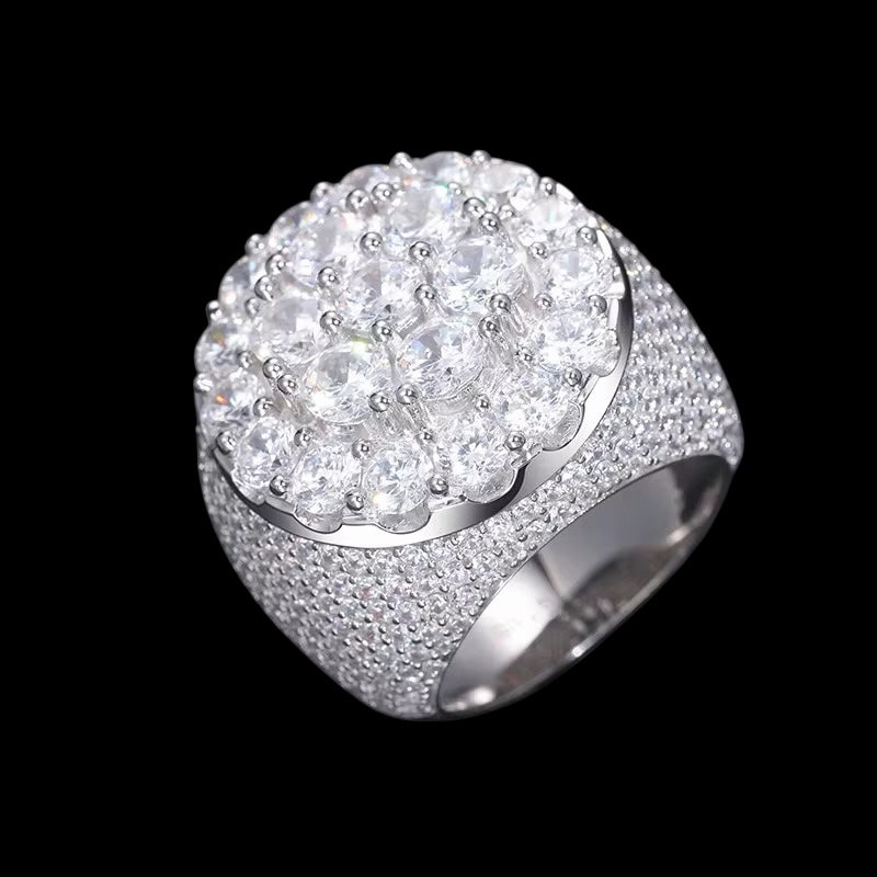 Bague Coupe Ronde Iced Out En Moissanite - Solitaire