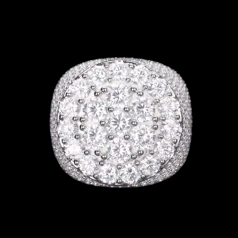 Bague Coupe Ronde Iced Out En Moissanite - Solitaire