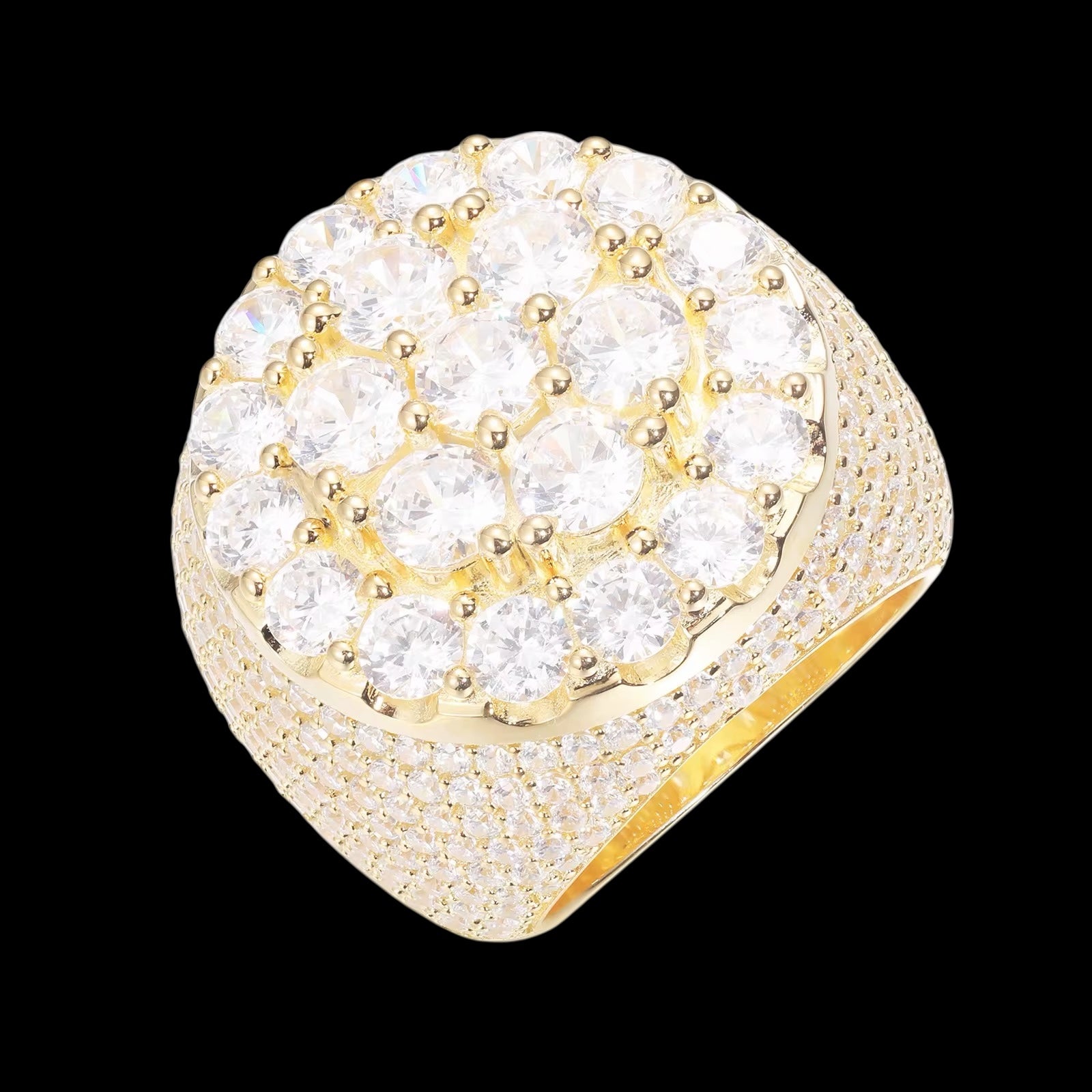 Bague Coupe Ronde Iced Out En Moissanite - Solitaire