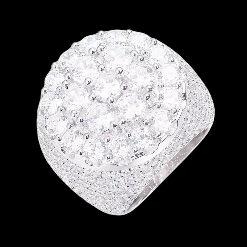 Bague Coupe Ronde Iced Out En Moissanite - Solitaire