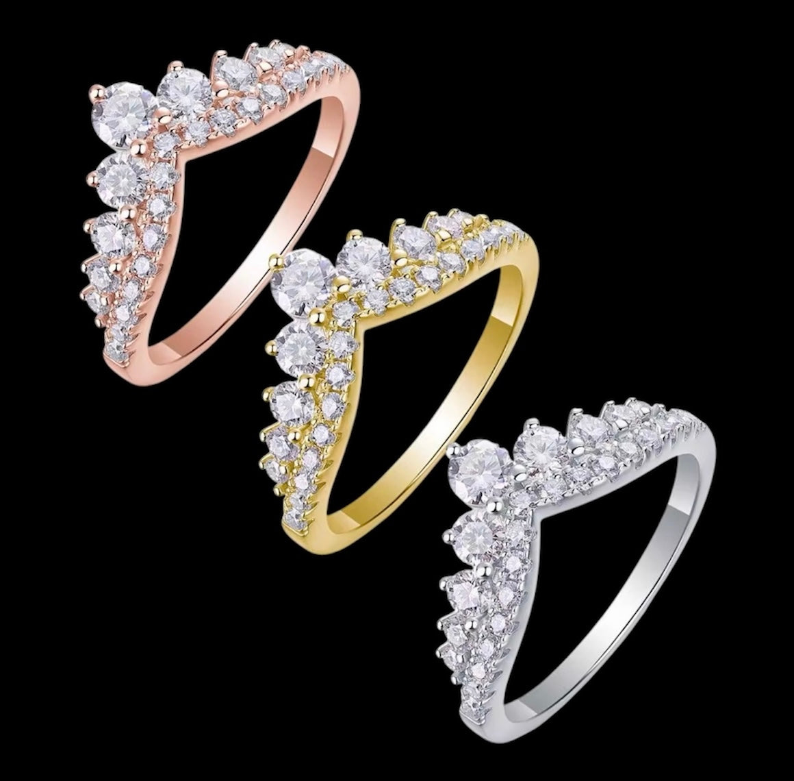 Bague Couronnée Prestigieuse En Moissanite