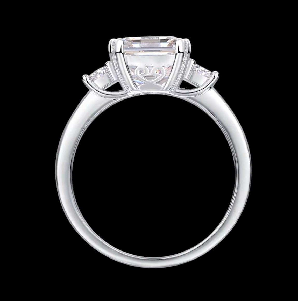 Bague Coupe Émeraude & Ronde En Moissanite