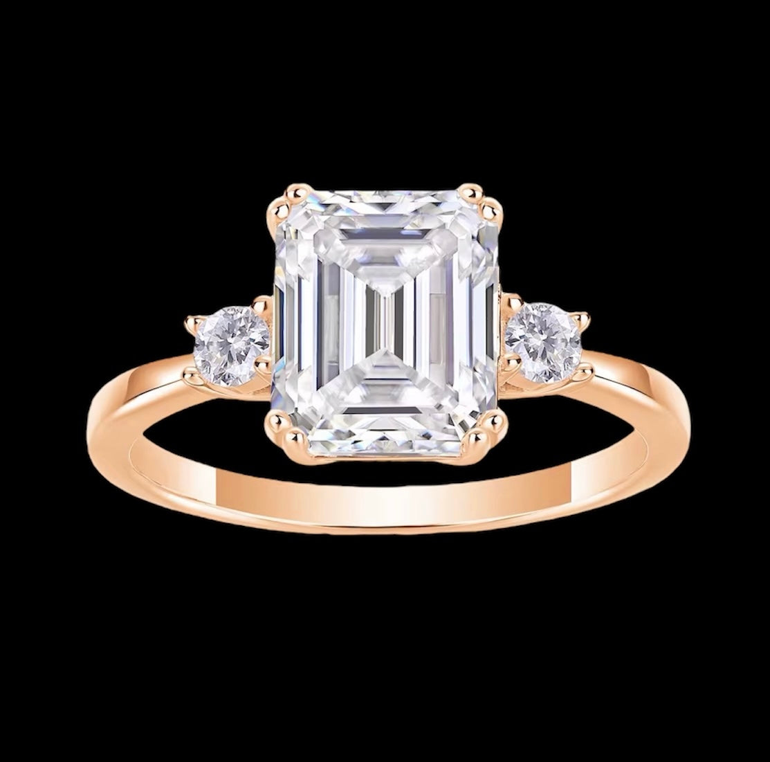 Bague Coupe Émeraude & Ronde En Moissanite