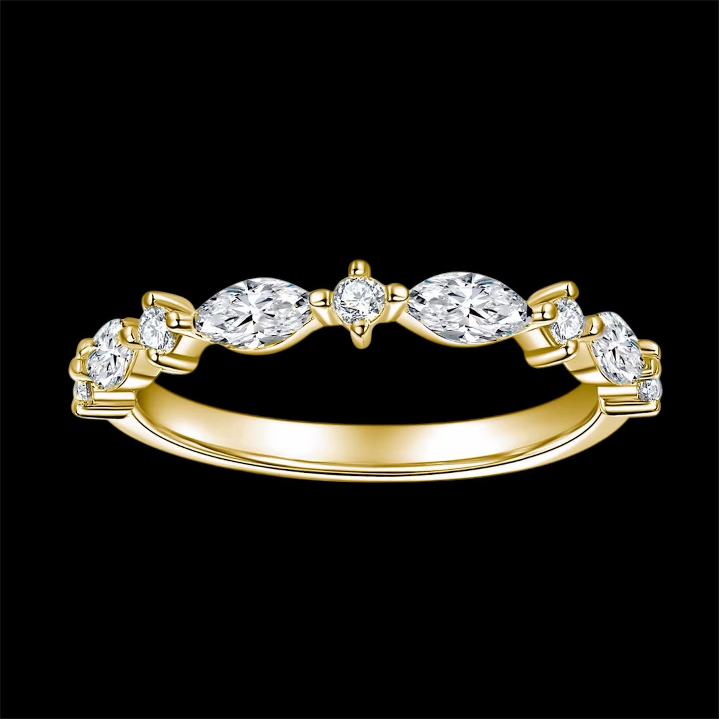 Bague Coupe Marquise Et Ronde En Moissanite