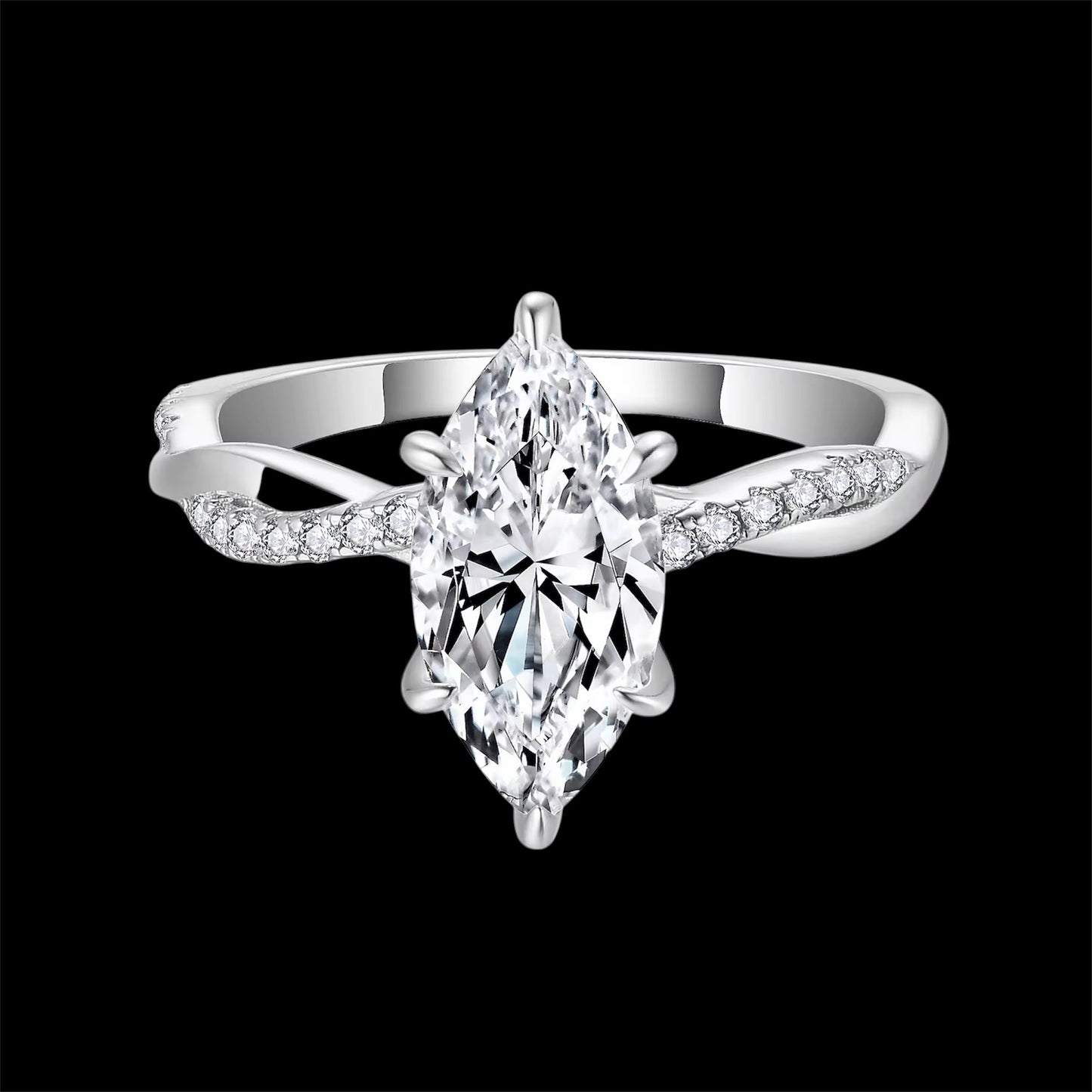 Bague Tressée Coupe Marquise En Moissanite
