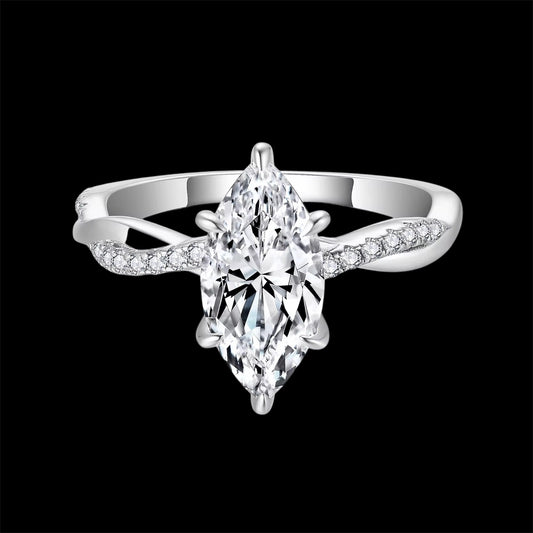 Bague Tressée Coupe Marquise En Moissanite