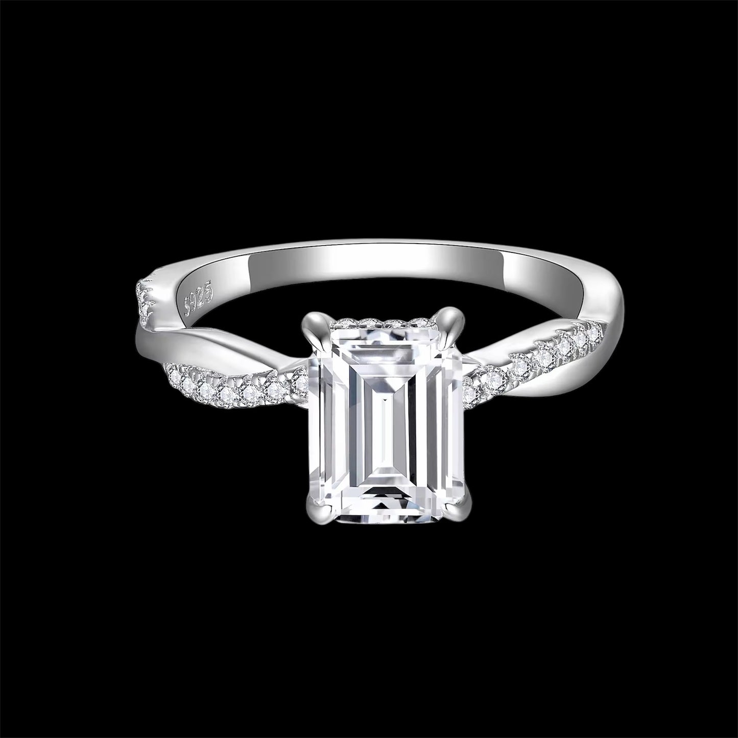 Bague Tressée Coupe Émeraude En Moissanite