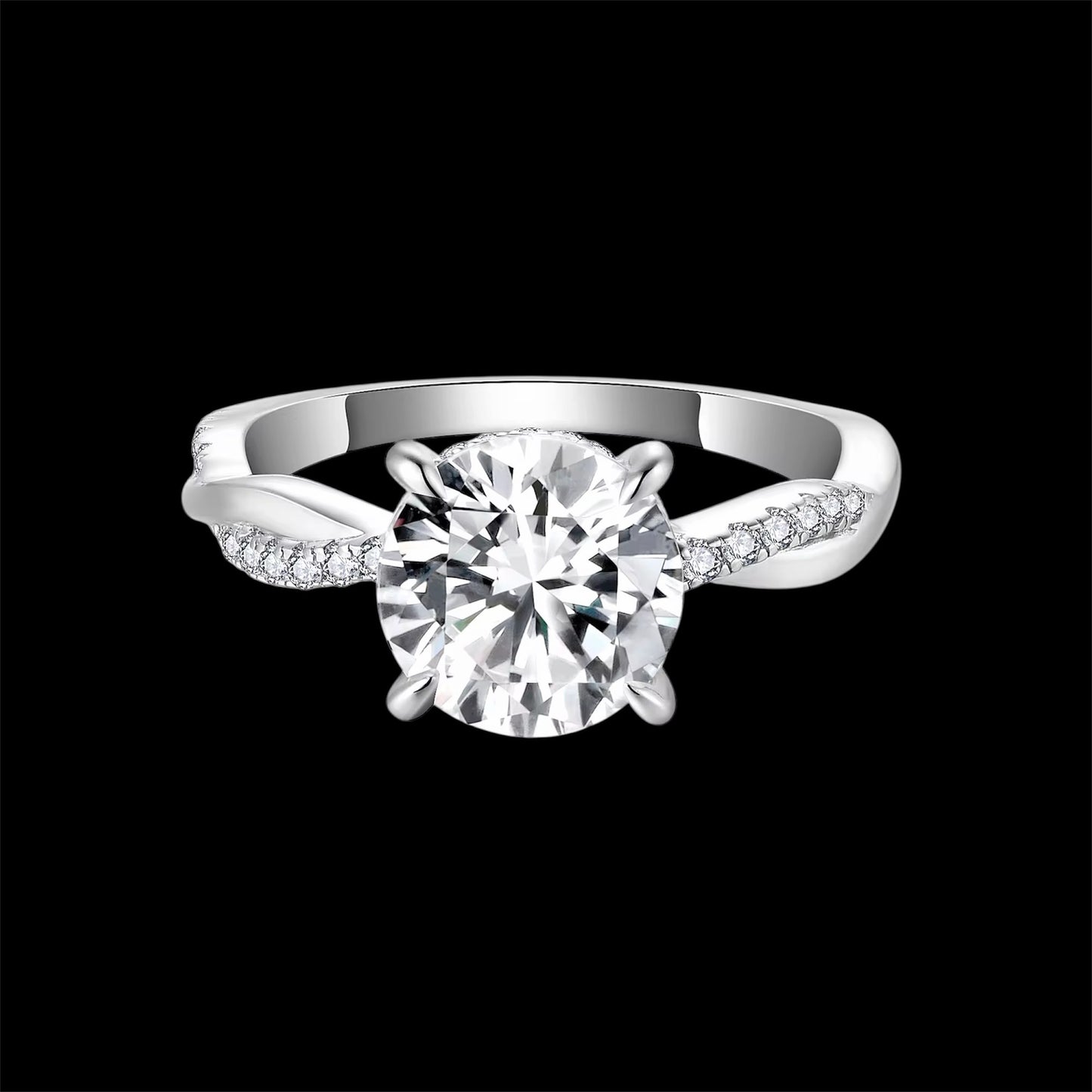 Bague Tressée Coupe Ronde En Moissanite