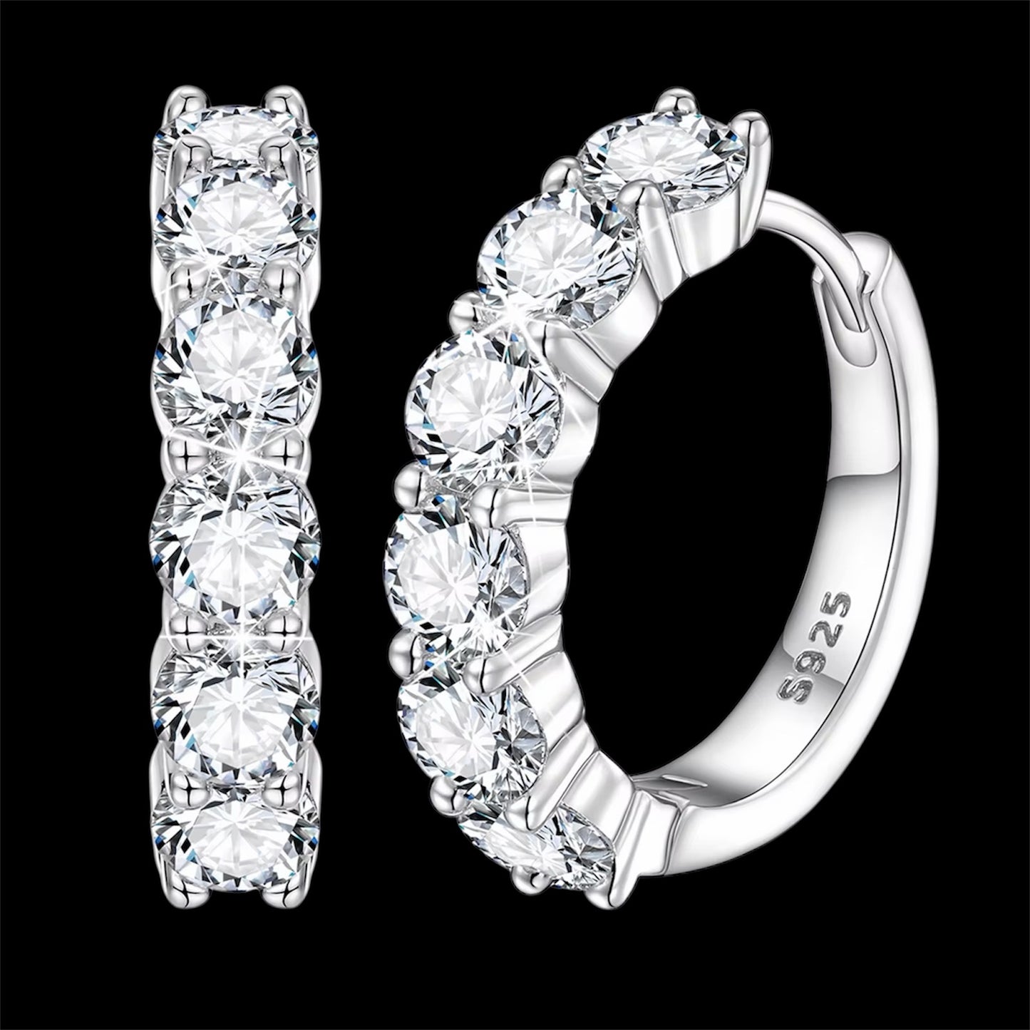 Boucles d'oreilles Huggies 1 Row En Moissanite - Solitaire