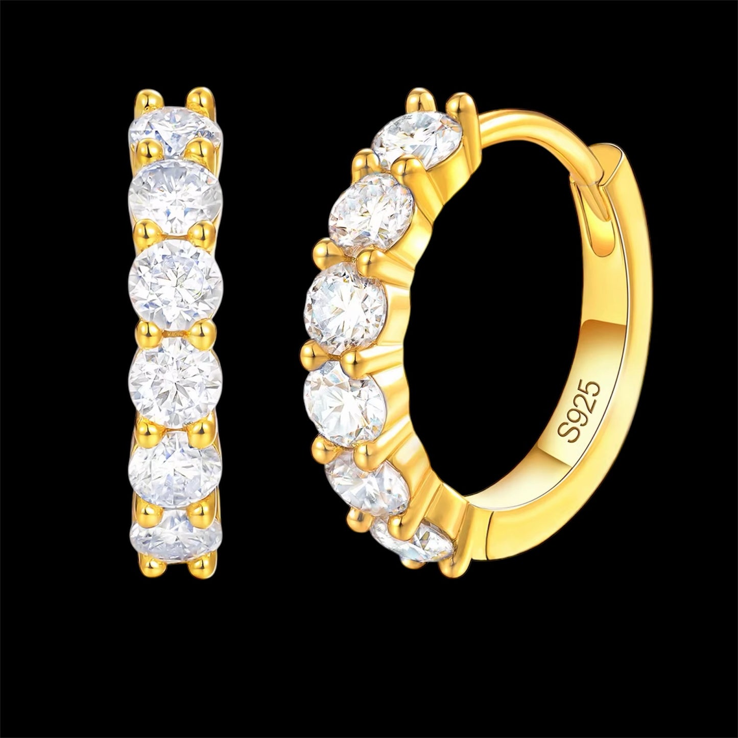 Boucles d'oreilles Huggies 1 Row En Moissanite - Solitaire