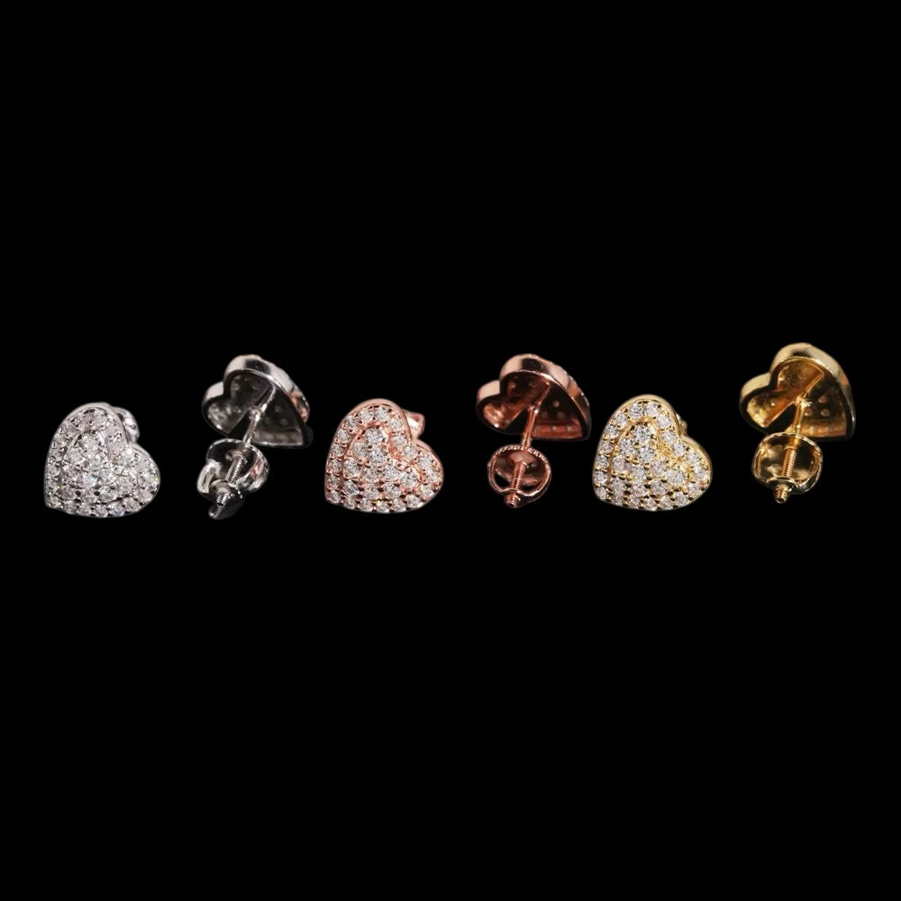 Stud Iced Out Hearts En Moissanite - Solitaire