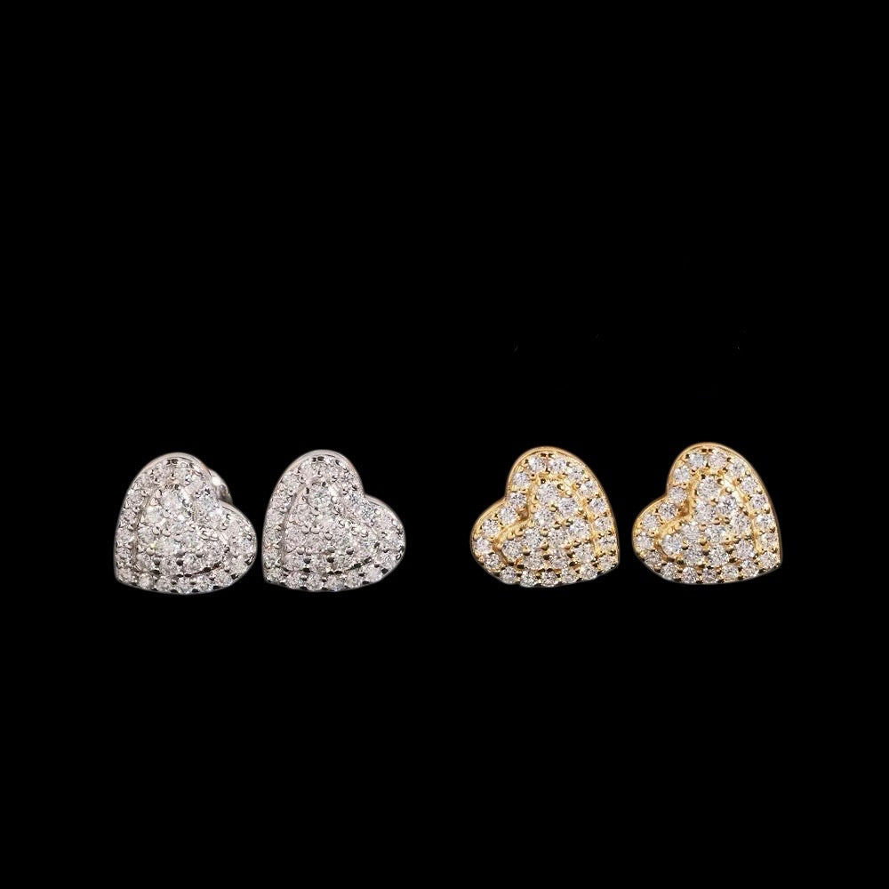 Stud Iced Out Hearts En Moissanite - Solitaire