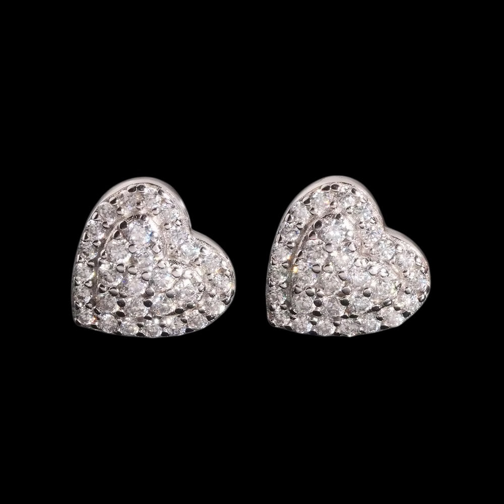 Stud Iced Out Hearts En Moissanite - Solitaire