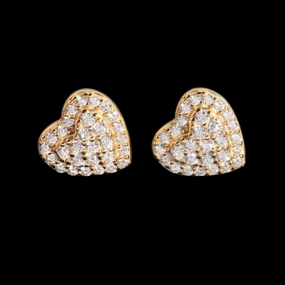 Stud Iced Out Hearts En Moissanite - Solitaire