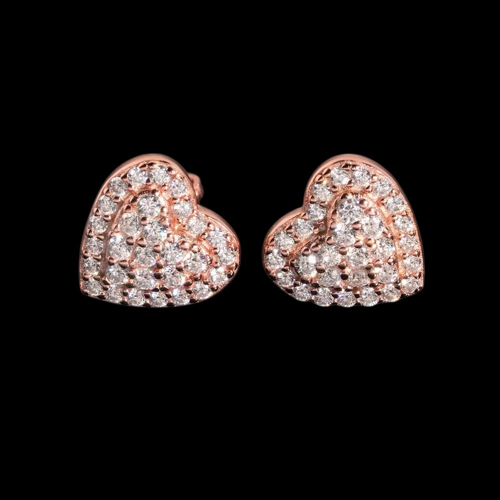 Stud Iced Out Hearts En Moissanite - Solitaire
