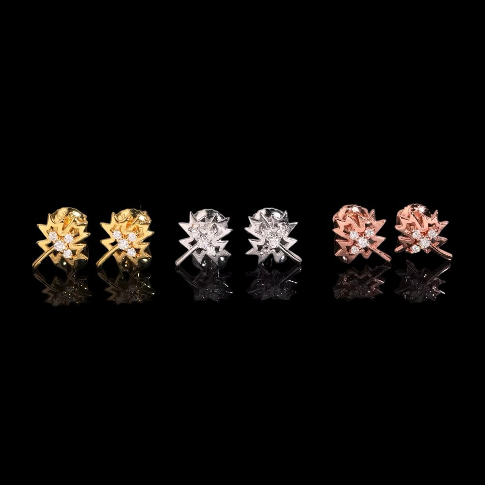 Studs Maple Leaf En Moissanite - Solitaire