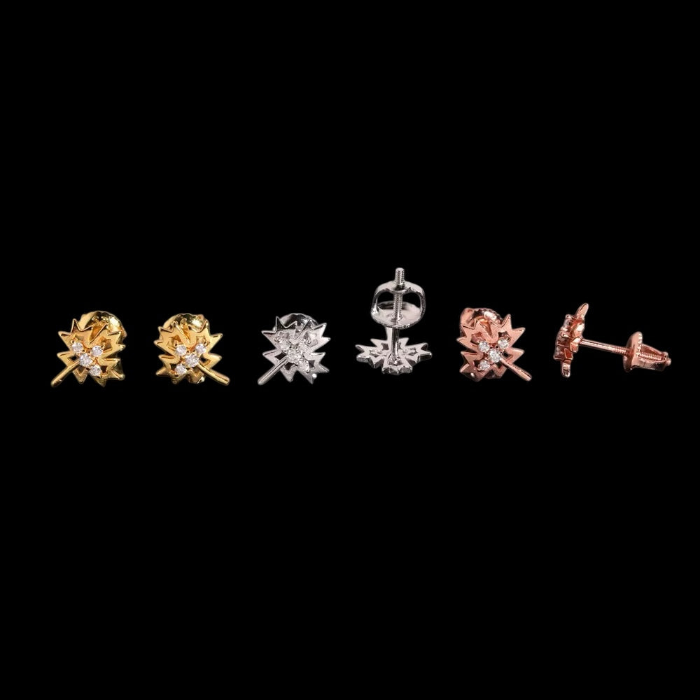 Studs Maple Leaf En Moissanite - Solitaire